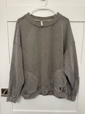 Washed Green/Gray Oversized Crewneck Sweatshirt